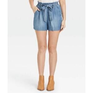 Knox Rose chambray shorts paper bag belted pull on M